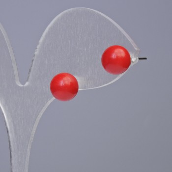 Náušnice peckové z korálu (kusové) hladká kulička, průměr 8 mm+