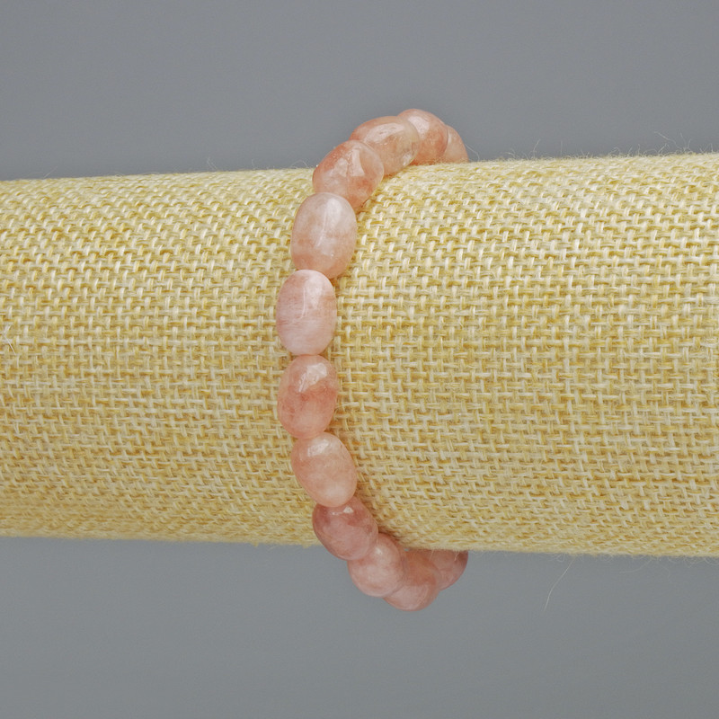 Náramek z jahodového křemene, přírodní kámen, fasetované korálky, průměr 7×10,5 mm ± (na elastické šňůře), délka 18 cm+