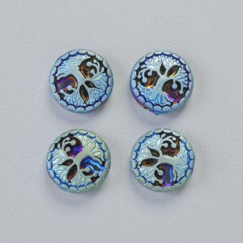 Hematitový korálek «Dřevo» matný chameleonový odstín, průměr 12,5×4,5 mm ± (4 ks)