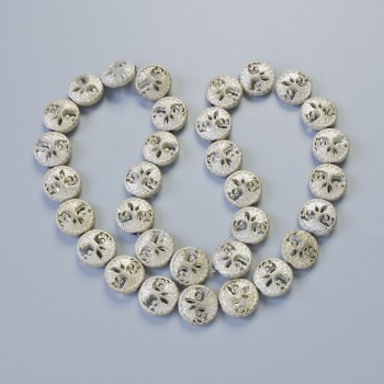 Hematitové korálky «Dřevo», matný stříbrný odstín, průměr 12,5×4,5 mm, délka 41 cm ± na niti