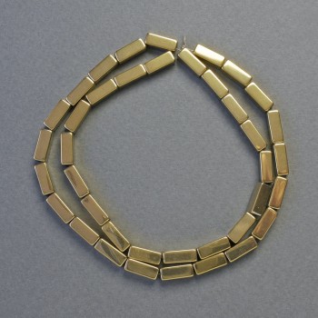 Hematitové korálky obdélníkové zlaté barvy, rozměr 10×4 mm, délka 42 cm