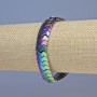Náramek z hematitu barvy benzínu, hadí zigzag, průměr 12×6×5 mm ±, délka 18 cm ±, elastický
