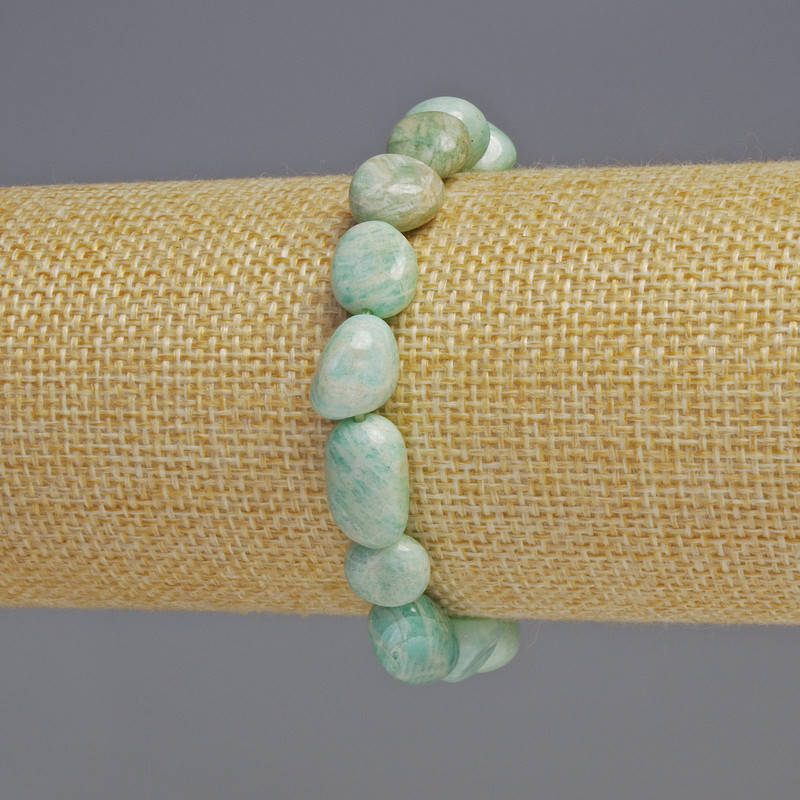 Náramek z amazonitu, přírodní kámen, facettované korálky, průměr 10×12×5 mm, délka 18 cm, elastický