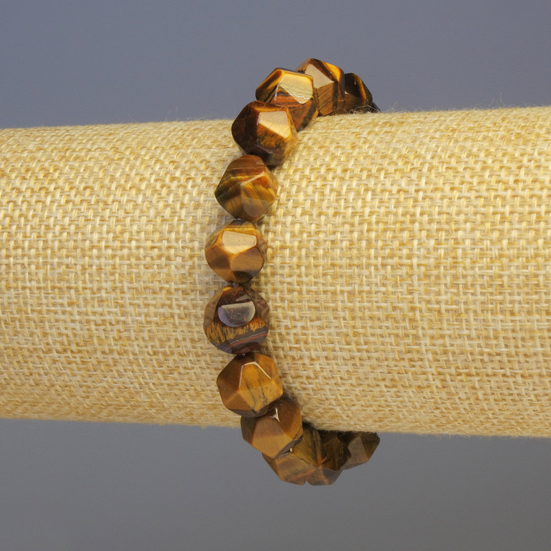 Náramek z tygřího oka, přírodní kámen, multifacetní, průměr 8×8 mm, délka 18 cm, elastická šňůrka
