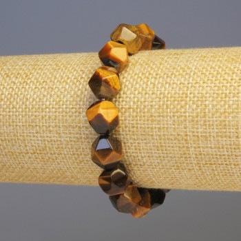Náramek z tygřího oka z přírodního kamene, multifacetní, průměr 11×11 mm, délka 18 cm, elastické provedení