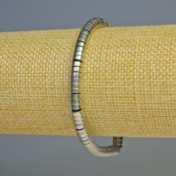 Náramek hematit rondel vícebarevný, průměr 5×2 mm, délka 18 cm, elastický