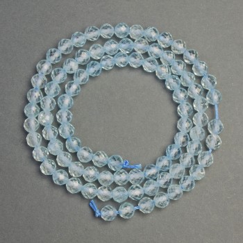 Korálky z přírodního kamene topaz, fazetované kuličky, průměr 4 mm ±, délka 38 cm ±
