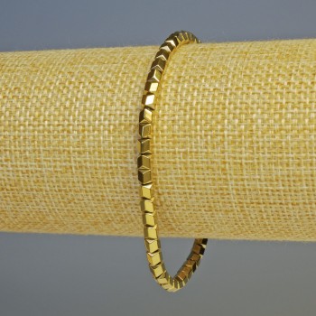 Náramek z hematitu ve tvaru šestiúhelníků, zlatý odstín, průměr 3,5×3,5 mm, délka 18 cm, elastický