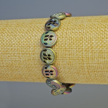 Náramek z hematitu, matná barva chameleon, průměr 12×4,5 mm, délka 18 cm, elastický