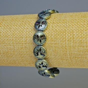 Náramek hematit «Strom» barva chameleon, průměr 12,5×4,5 mm, délka 18 cm, elastický