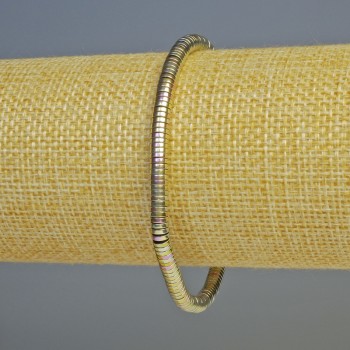 Náramek z hematitu s rondelovými korálky, barva růžovo-stříbrná, průměr 4×1 mm, délka 18 cm, elastický