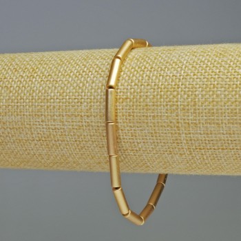 Náramek z hematitu, cylindrické korálky, barva matového zlata, rozměr 13×4 mm, délka 18 cm, pružný