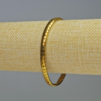Náramek z hematitu Hadí vzor Zigzag vlna, zlatý odstín, průměr 5×4×3 mm, délka 18 cm, elastický