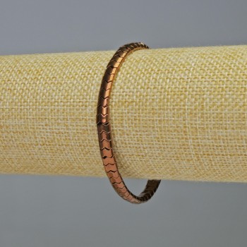 Náramek z hematitu «Hadí řetízek» se zig-zag vlnou, měděné barvy, průměr 5×4×3 mm, délka 18 cm, elastický