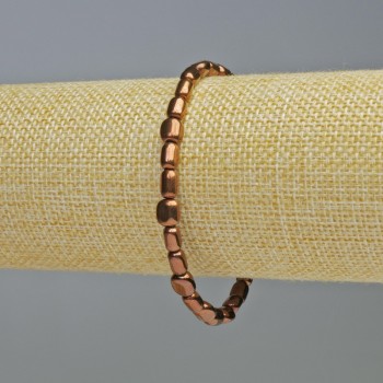 Náramek z hematitu měděné barvy, oválné korálky 7×6 mm, délka 18 cm, elastický