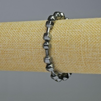 Náramek z hematitu ve tvaru činky, černá barva, průměr 21×7 mm, délka 18 cm, elastický