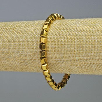 Náramek z hematitu – šestiúhelníky, zlatý odstín, průměr 6×6 mm, délka 18 cm ±, elastický
