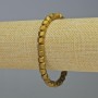 Náramek z hematitu ve tvaru šestiúhelníků se zigzag vzorem, matné zlaté barvy, průměr 6×6 mm, délka 18 cm, pružný