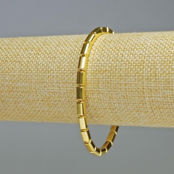 Náramek z hematitu, zlatý obdélníkový se zaoblenými hranami, průměr 8×4 mm, délka 18 cm, elastický