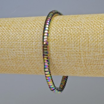 Náramek z hematitu ve tvaru rondelů, barvy duhového chameleona, průměr 5×2 mm, délka 18 cm, elastický