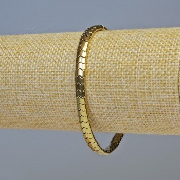Náramek z hematitu hadí vzor Zig-zag vlna, zlatá barva, průměr 5×4×3 mm ±, délka 18 cm ±, elastický