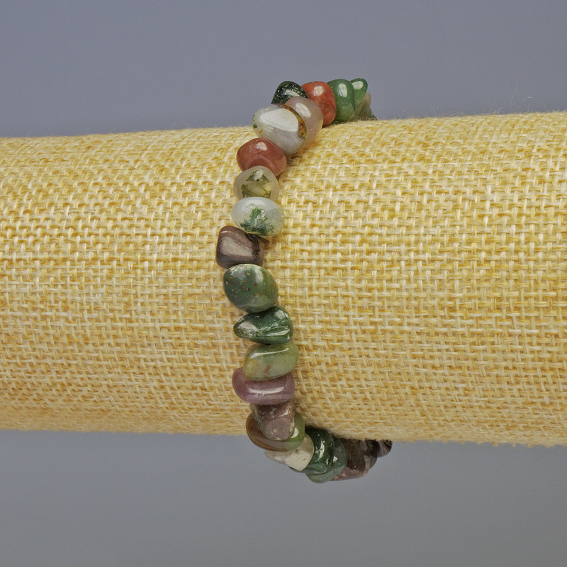 Náramek z jaspisu, fasetované korálky, průměr 8×6 mm, délka 18 cm ±, elastický
