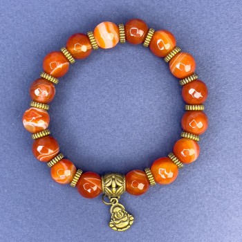 Náramek z achátu – broušené kuličky, průměr 10 mm, délka 18 cm ±, elastické šňůrky