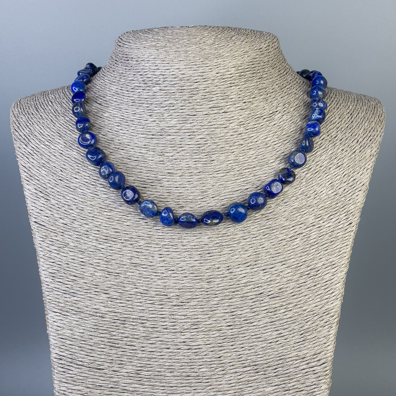 Náhrdelník z lazuritu, korálky 11×8 mm ±, 10×6 mm ±, délka 48 cm ±