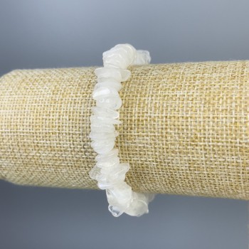 Náramek z adularitu – drobné kousky, 9×3 mm, délka 18 cm, elastický