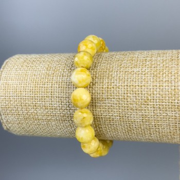 Náramek z jadeitu s broušenými kuličkami o průměru 10 mm, délka 18 cm, elastický