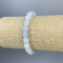 Náramek z akvamarínu, fasetované korálky, průměr 8 mm, délka cca 18 cm, pružný