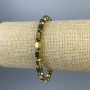 Náramek z hematitu se šestiúhelníky, zlatistý odstín, průměr 8×5 mm, délka 18 cm, elastické provedení