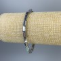 Náramek z hematitu, pravoúhlý, stříbrná barva, rozměr 8×4 mm, délka 18 cm ± elastický