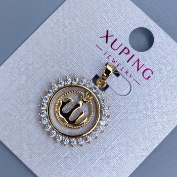 Přívěsek Xuping Sura s bílými štrasami, průměr 19 mm, délka 28 mm, pozlacené 18K