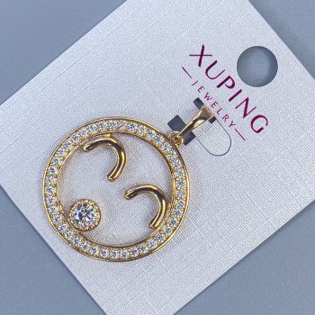 Přívěšek Xuping s bílými krystaly, průměr cca 25 mm, délka cca 32 mm, 18K pozlacení
