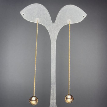 Náušnice pecky Xuping – koule s řetízkem, průměr 10,5 mm, délka 10 cm, pozlacení 18K