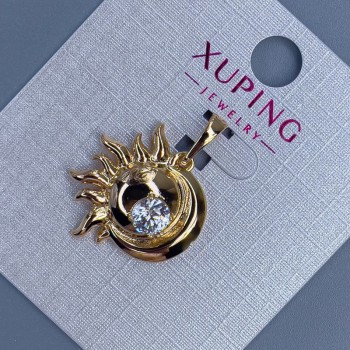 Přívěšek Xuping s bílým krystalem, průměr 19 mm, tloušťka 5 mm, délka 25 mm, pozlacený