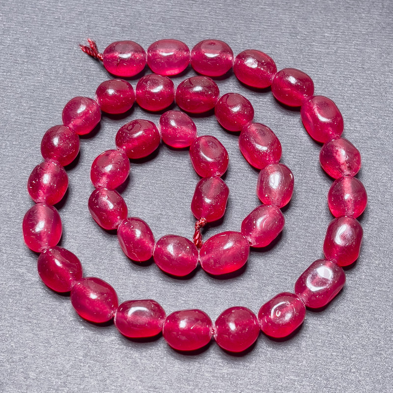 Korálky z turmalínu (syntetické) na niti, oválné 10x8 mm +/-