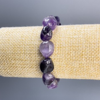 Náramek z ametystu brusovaného, průměry 18×12 mm, průměr 12×11 mm, délka 18 cm, elastický