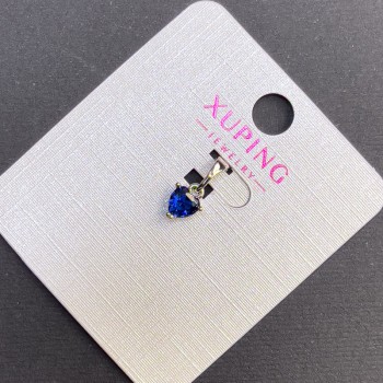 Přívěšek Xuping Srdce se modrým krystalem, průměr 6 mm, délka 12 mm, rhodiované