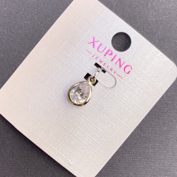 Přívěšek Xuping s bílým krystalem, průměr 8 mm, délka 16 mm, rhodiovaný