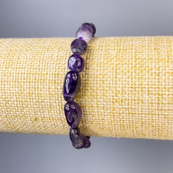 Náramek z ametystu, fazetovaný, rozměr 12×8 mm, délka 18 cm, elastický
