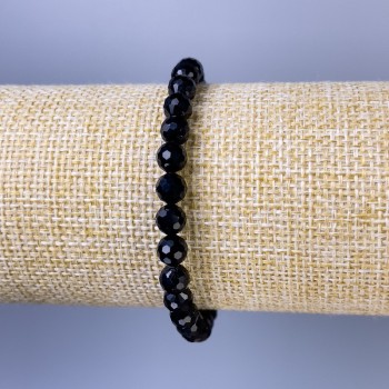 Náramek z turmalínu broušené kuličky, průměr 6 mm ±, délka 18 cm ±, elastický