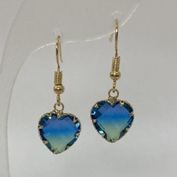 Náušnice srdce vícebarevné, průměr 12 mm, délka 34 mm ±