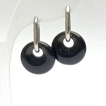 Náušnice z achátu, průměr 18 mm ±, délka 31 mm ±