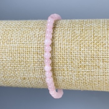 Náramek z růžového křemene, hladká korálka, průměr 4 mm, délka 18 cm, elastický