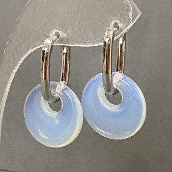 Náušnice z měsíčního kamene ve tvaru donutu, průměr 18 mm