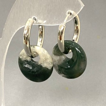 Náušnice z jaspisu, donutového tvaru, s háčkem a kruhovým očkem, průměr 18 mm, délka 31 mm