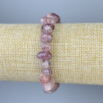 Náramek z broušeného růžového křemene, korálky 9–12×5–8 mm, délka 18 cm, elastický
