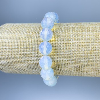 Náramek z měsíčního kamene, brusovaná kulička, průměr 12 mm, délka 18 cm, elastický